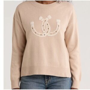 Lucky Brand XL Embroidered Horseshoe Sweater Western Equestrian Knit NWT